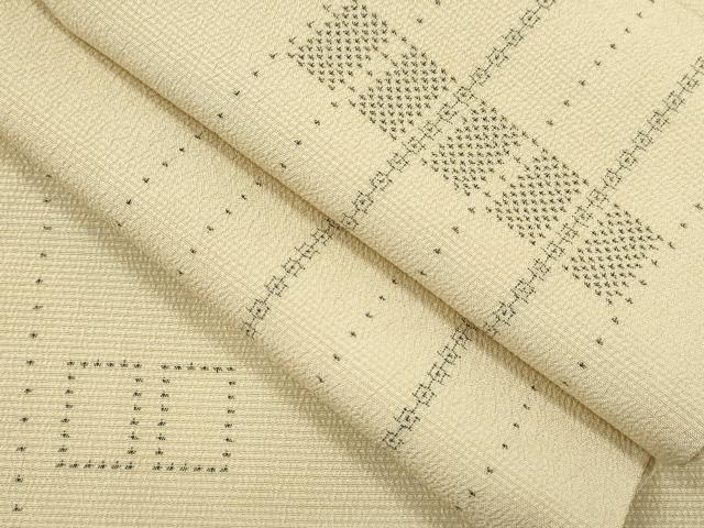 平和屋着物▽本塩沢　単衣　110亀甲　吉祥文　正絹　逸品　CAAV9420ze