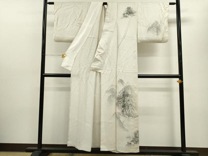 平和屋着物▽訪問着 単衣 刺繍 手描き 風景文 正絹 逸品 CAAV9421ze