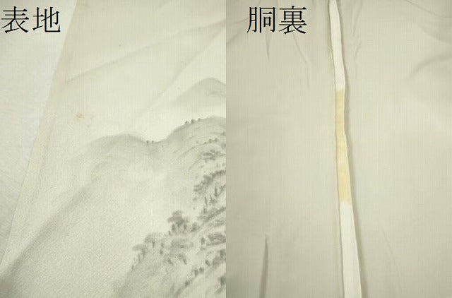 平和屋着物▽訪問着 単衣 刺繍 手描き 風景文 正絹 逸品 CAAV9421ze