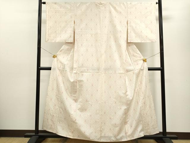 平和屋着物▽上質な紬 単衣 麻の葉文様 正絹 逸品 CAAV9424ze