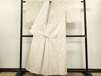 平和屋着物▽上質な紬 単衣 麻の葉文様 正絹 逸品 CAAV9424ze