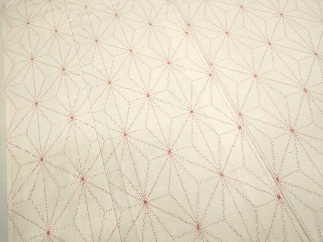 平和屋着物▽上質な紬 単衣 麻の葉文様 正絹 逸品 CAAV9424ze