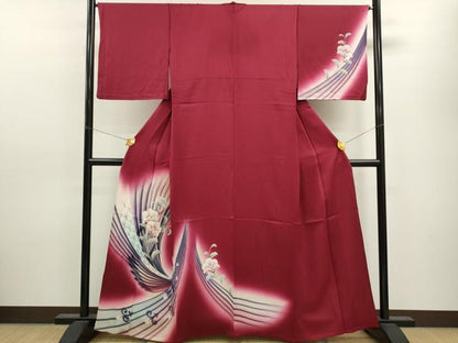 平和屋着物▽訪問着 単衣 孔雀枝花文 暈し染め 銀彩 正絹 逸品 CAAV9427ze