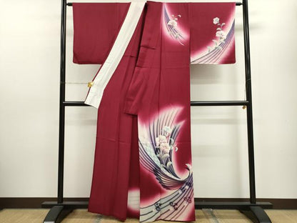 平和屋着物▽訪問着 単衣 孔雀枝花文 暈し染め 銀彩 正絹 逸品 CAAV9427ze