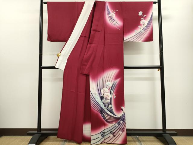 平和屋着物▽訪問着 単衣 孔雀枝花文 暈し染め 銀彩 正絹 逸品 CAAV9427ze