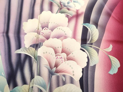 平和屋着物▽訪問着 単衣 孔雀枝花文 暈し染め 銀彩 正絹 逸品 CAAV9427ze