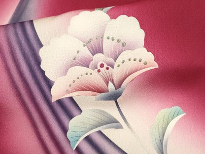平和屋着物▽訪問着 単衣 孔雀枝花文 暈し染め 銀彩 正絹 逸品 CAAV9427ze