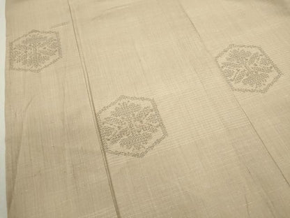 平和屋着物▽結城紬 単衣 80亀甲 亀甲文様 正絹 逸品 CAAV9428ze