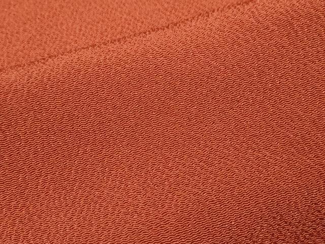 平和屋着物▽上質な色無地 単衣 丹色 鬼しぼ縮緬 正絹 逸品 CAAV9430ze
