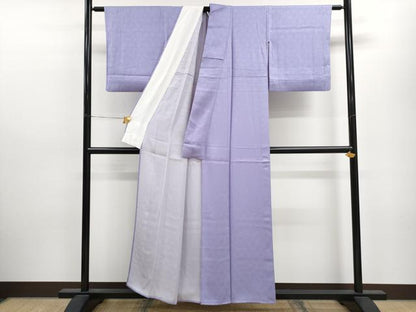 平和屋着物▽上質な色無地 単衣 舞蝶地紋 半色 正絹 逸品 CAAV9433ze
