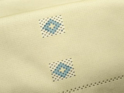 平和屋着物▽上質な紬　単衣　十字絣吉祥文　正絹　逸品　CAAV9439ze