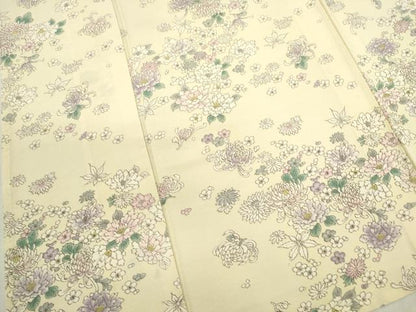 平和屋着物▽上質な小紋　単衣　草花文　正絹　逸品　CAAV9444ze