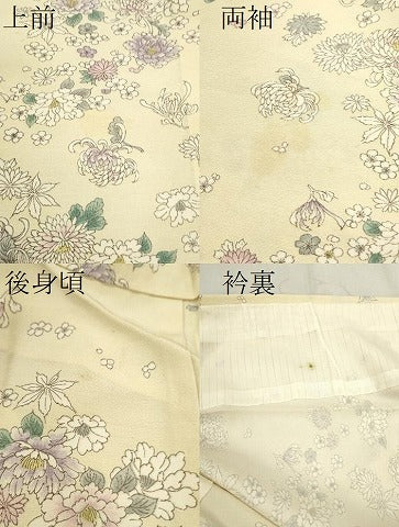 平和屋着物▽上質な小紋　単衣　草花文　正絹　逸品　CAAV9444ze