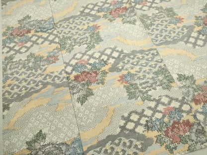平和屋着物▽上質な紬 単衣 籬草花文 正絹 逸品 CAAV9446ze