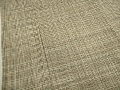 平和屋着物▽上質な紬 単衣 格子柄 正絹 逸品 CAAV9447ze