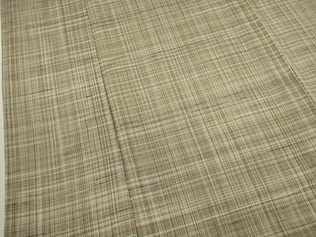 平和屋着物▽上質な紬 単衣 格子柄 正絹 逸品 CAAV9447ze