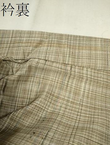 平和屋着物▽上質な紬 単衣 格子柄 正絹 逸品 CAAV9447ze