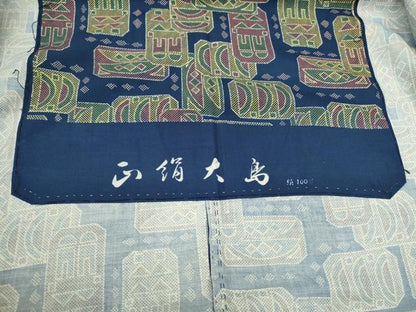 平和屋着物▽大島紬　単衣　吉祥文　正絹　逸品　CAAV9448ze