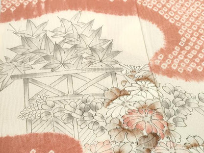 平和屋着物▽訪問着 単衣 手描き 絞り 風景草花文 正絹 逸品 CAAV9453ze