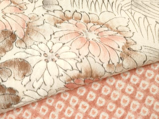 平和屋着物▽訪問着 単衣 手描き 絞り 風景草花文 正絹 逸品 CAAV9453ze