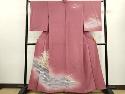 平和屋着物▽訪問着　単衣　南蛮船　暈し染め　金銀彩　正絹　逸品　CAAV9454ze