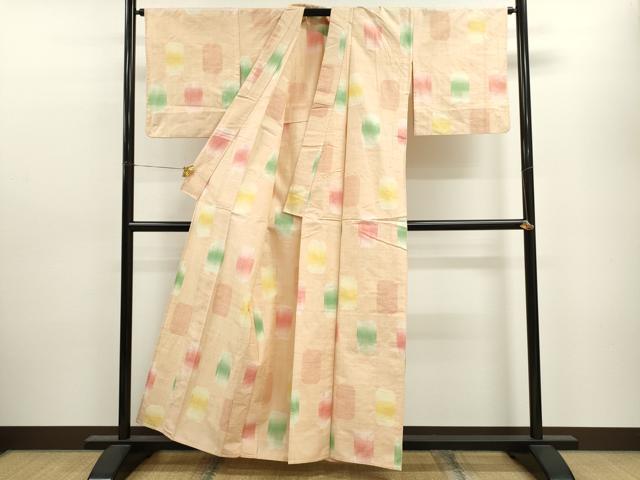 平和屋着物▽本場結城紬織 単衣 80亀甲 霞吉祥文 証紙付き 正絹 逸品 CAAV9457ze