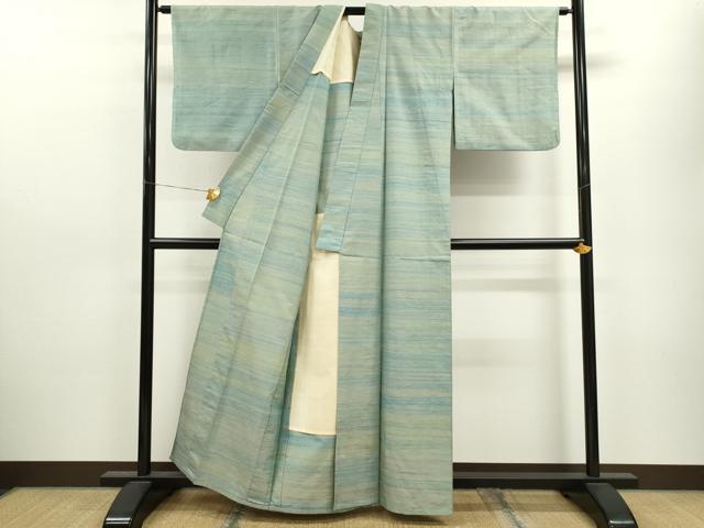 平和屋着物▽上質な紬　単衣　霞文　正絹　逸品　CAAV9459ze