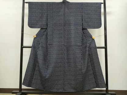 平和屋着物▽上質なお召 単衣 菱文 正絹 逸品 CAAV9461ze