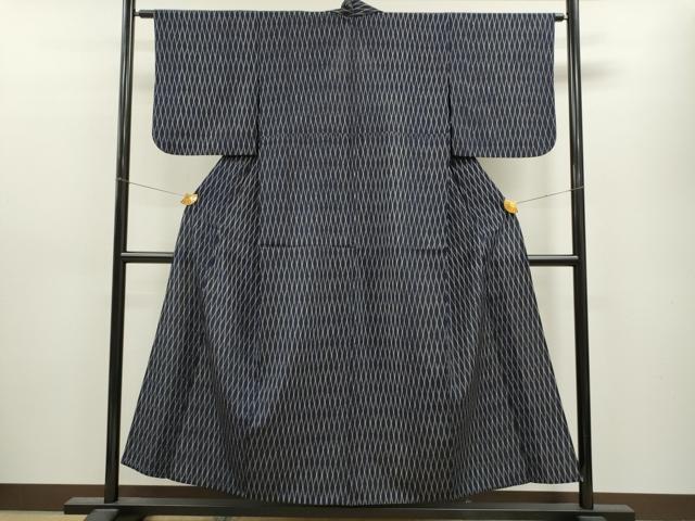 平和屋着物▽上質なお召 単衣 菱文 正絹 逸品 CAAV9461ze