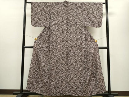 平和屋着物▽上質な小紋 単衣 風通織 草花文 銀糸 正絹 逸品 CAAV9463ze