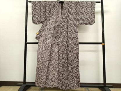 平和屋着物▽上質な小紋 単衣 風通織 草花文 銀糸 正絹 逸品 CAAV9463ze
