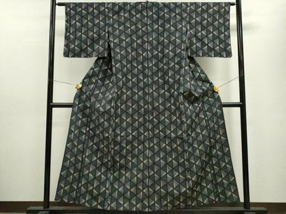 平和屋着物▽上質な紬 単衣 吉祥文 正絹 逸品 CAAV9468ze