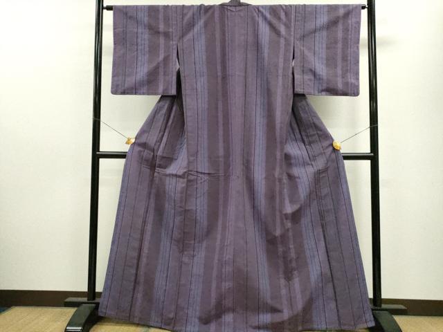 平和屋着物▽上質な紬 単衣 縞 正絹 逸品 CAAV9470ze