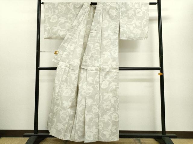 平和屋着物▽本場大島紬 薩摩結城 単衣 花唐草文 正絹 逸品 CAAV9471ze