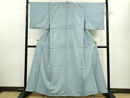平和屋着物▽江戸小紋　単衣　万筋　浅縹色×白色　正絹　逸品　CAAV9472ze