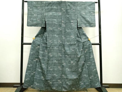 平和屋着物▽上質な紬 単衣 琉球絣文様 正絹 逸品 CAAV9474ze