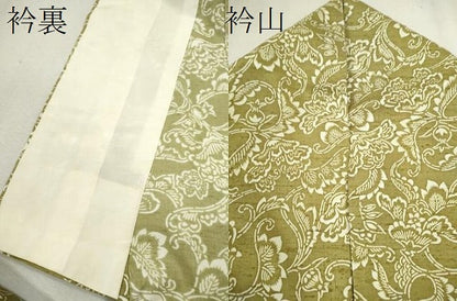 平和屋着物▽上質な紬 単衣 型染め 更紗花唐草文 正絹 逸品 CAAV9476ze
