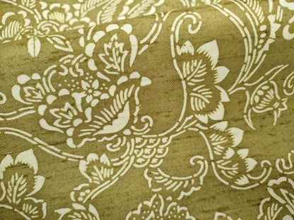 平和屋着物▽上質な紬 単衣 型染め 更紗花唐草文 正絹 逸品 CAAV9476ze
