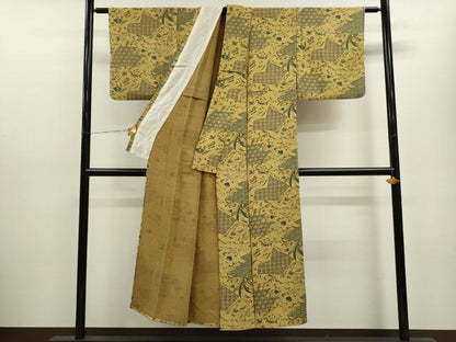 平和屋着物▽上質な小紋　単衣　辻が花　切嵌吉祥文　正絹　逸品　CAAV9477ze