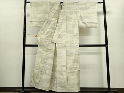 平和屋着物▽上質な紬 単衣 横段吉祥文 正絹 逸品 CAAV9479ze