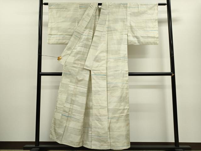平和屋着物▽上質な紬 単衣 横段吉祥文 正絹 逸品 CAAV9479ze