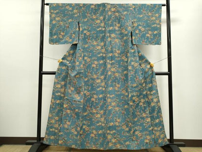 平和屋着物▽上質な小紋 単衣 型染め 枝花文 正絹 逸品 CAAV9480ze