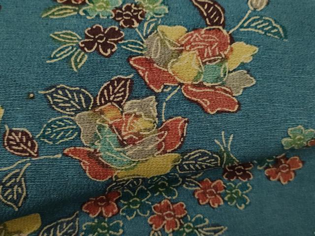 平和屋着物▽上質な小紋 単衣 型染め 枝花文 正絹 逸品 CAAV9480ze