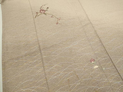 平和屋着物▽訪問着　単衣　刺繍　枝花文　暈し染め　金銀彩　伊勢丹扱い　正絹　逸品　CAAV9482ze
