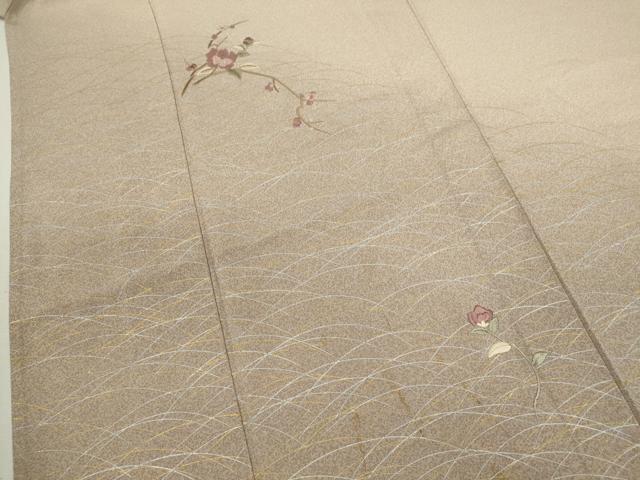 平和屋着物▽訪問着　単衣　刺繍　枝花文　暈し染め　金銀彩　伊勢丹扱い　正絹　逸品　CAAV9482ze