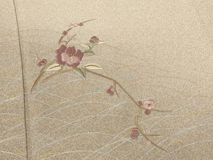 平和屋着物▽訪問着　単衣　刺繍　枝花文　暈し染め　金銀彩　伊勢丹扱い　正絹　逸品　CAAV9482ze