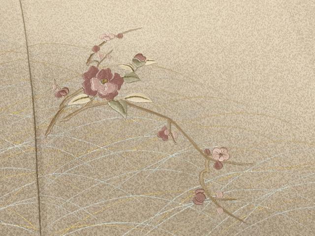 平和屋着物▽訪問着　単衣　刺繍　枝花文　暈し染め　金銀彩　伊勢丹扱い　正絹　逸品　CAAV9482ze