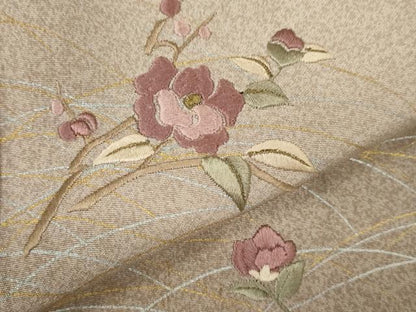 平和屋着物▽訪問着　単衣　刺繍　枝花文　暈し染め　金銀彩　伊勢丹扱い　正絹　逸品　CAAV9482ze