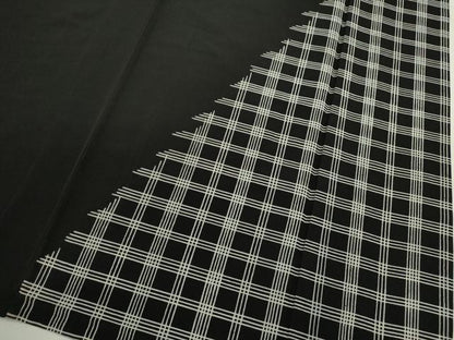 平和屋着物▽訪問着 単衣 格子柄 黒地 洗える着物 CAAV9483ze