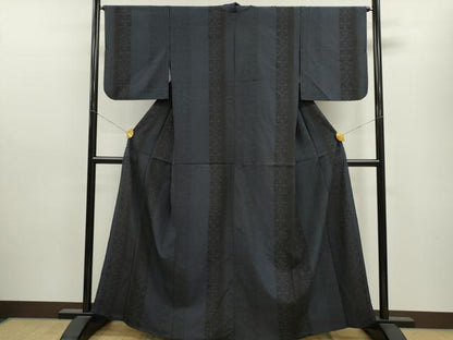 平和屋着物▽本塩沢 単衣 110亀甲 吉祥花間道 正絹 逸品 CAAV9484ze